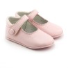 Pram shoes and toddler slippers - Boni Thérèse - Pink Leather Girls Single Bar Pre-walkers - 