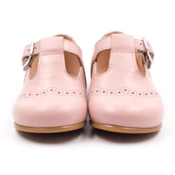 Boni César - Leather Buckle First Walking Shoes - pink