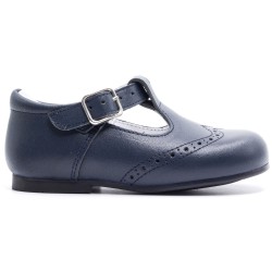 Boni César - Leather Buckle First Walking Shoes - navy blue