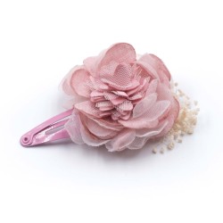 barrette cheveux fille - fleurs roses et blanches