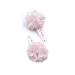 Pince cheveux fille - fleur rose et blanche