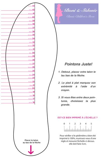 equivalence pointure enfant